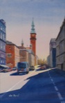 cityscape, landscape, city, copenhagen, denmark, europe, oberst, original watercolor painting
